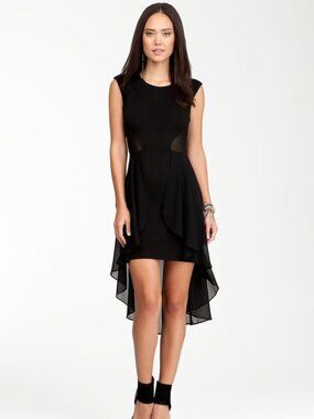 Black Chiffon Dress w Sheer Panels by Bebe
